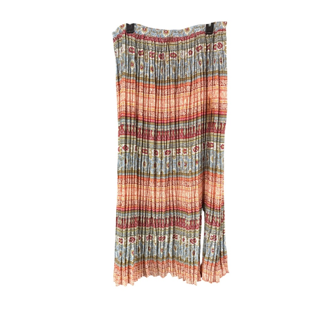 Coldwater Creek Womens Plus 1X Pleated Maxi Skirt Boho Paisley Floral